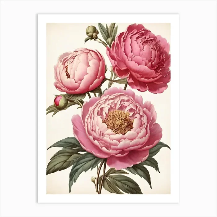 Pink Peonies Art Print by WaveArt Studios