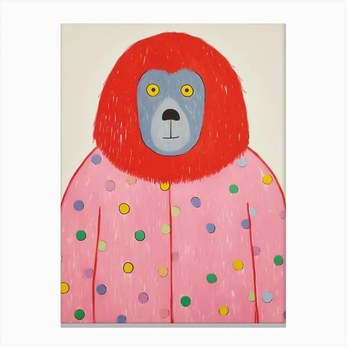 Pink Polka Dot Orangutan Canvas Print by Scribble Studio