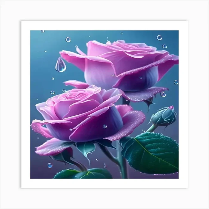 Pink Roses Art PrintH by Hadeer