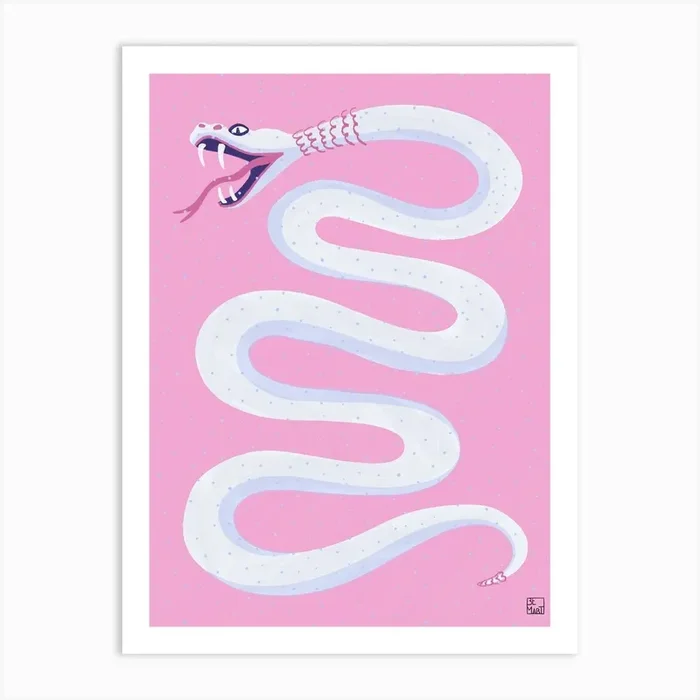 Pink Snake Art Print by Be Martt