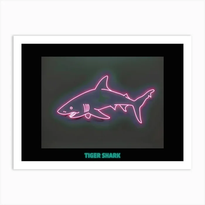 Pink Tiger Neon Shark 3 Poster Art Print by Energy of the Sea