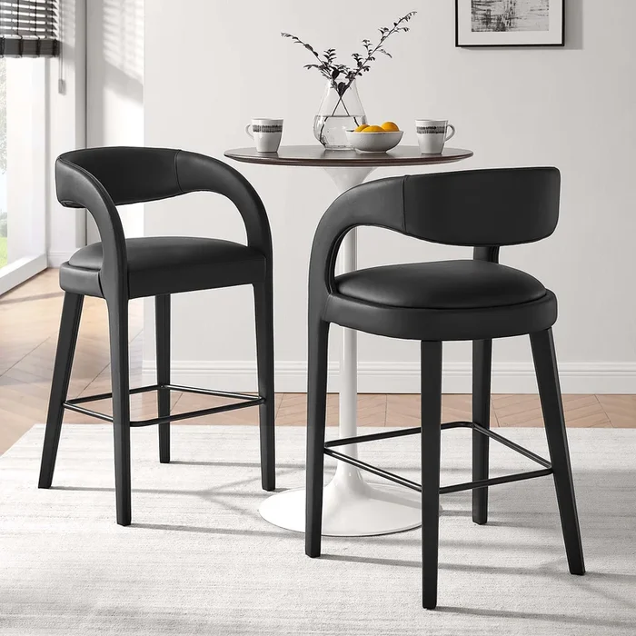 Pinnacle Vegan Leather Bar Stool Set of Two by Modway