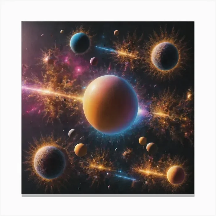 Planets In Space Canvas PrintB by blush