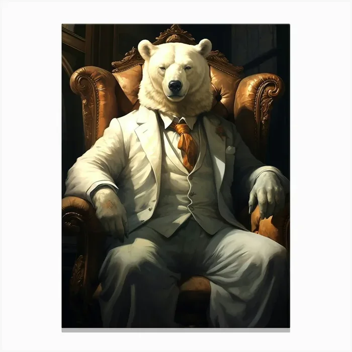 Polar Bear In A Suit Canvas Print by maebyfazar