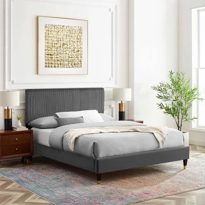 Porita Performance Velvet Full Platform Bed