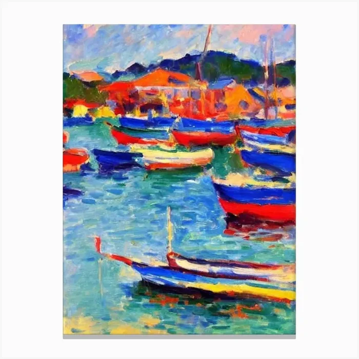 Port Of Bitung Indonesia Brushwork Painting harbour Canvas PrintAA by Anchored Art Co.