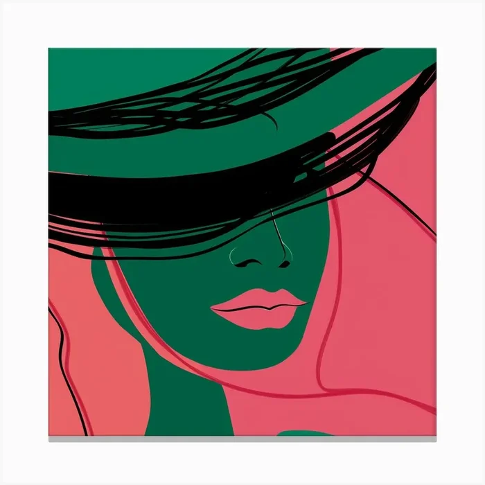 Portrait Of A Woman In A Hat 5 Canvas Print by Bella Luna