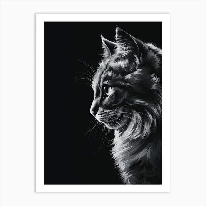 Portrait Of Cat Art Print by Patrick’s Art
