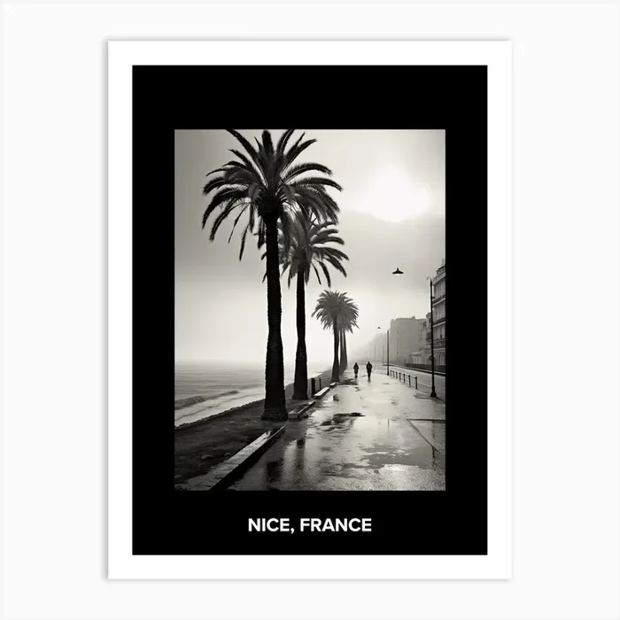 Poster Of Nice, France, Mediterranean Black And White Photography Analogue 6 Art Print by Monochrome Vistas