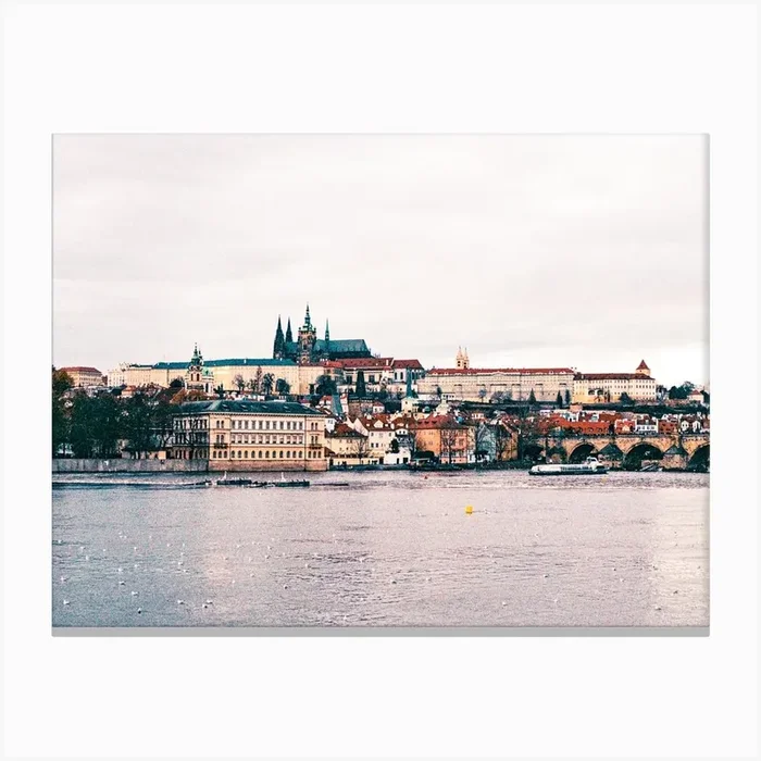 Prague From The Water Canvas Print by Miranda Everett