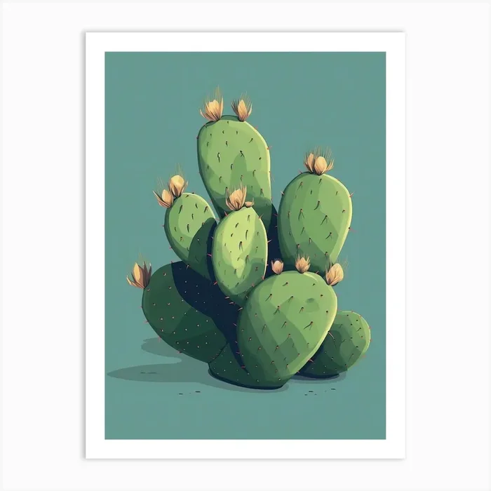 Prickly Pear Cactus Illustration 7 Art Print by Prickly Pear Art