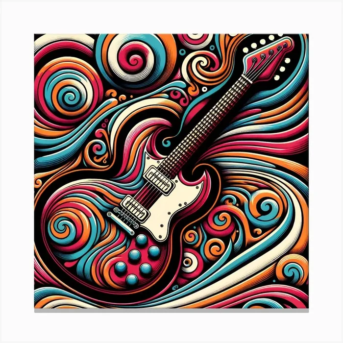 Psychedelic Guitar Canvas Print by DigitalDoodle