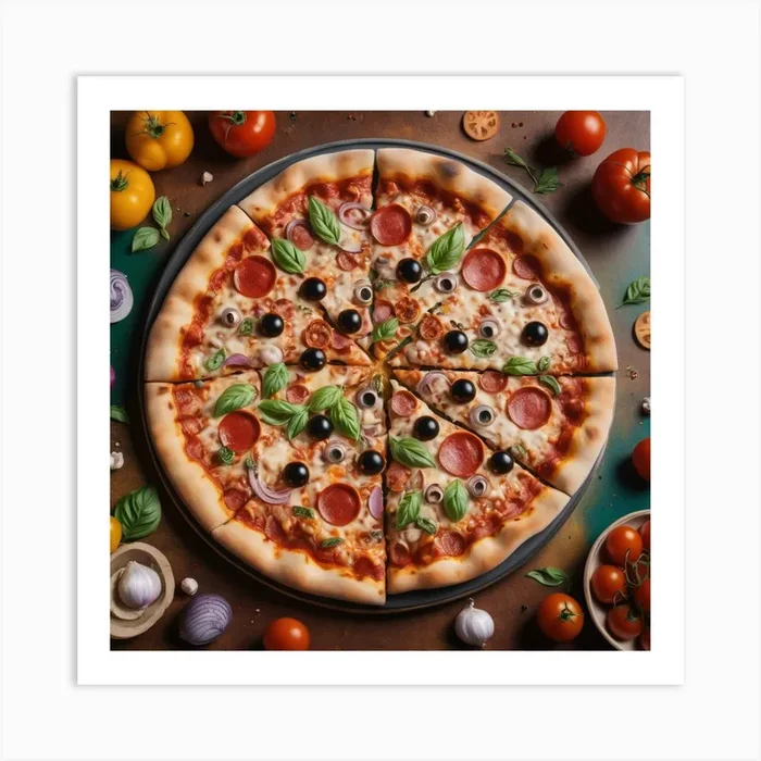 Psychedelic Pizza On The Table Art Print by Vinzlim