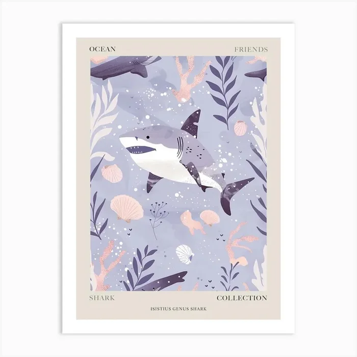 Purple Isistius Genus Shark Illustration 2 Poster Art Print by Energy of the Sea