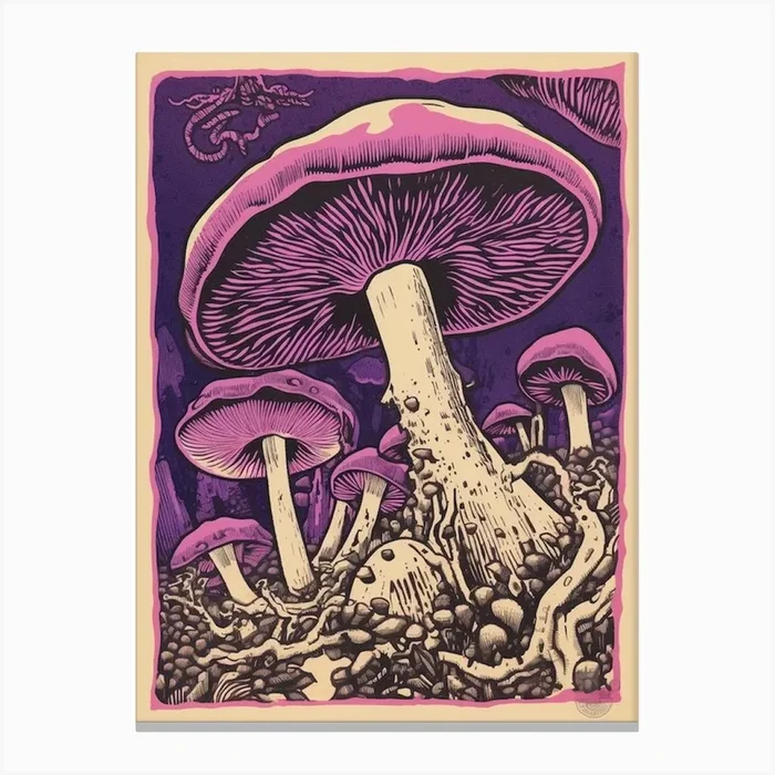 Purple Mushroom 3 Canvas Print by Enchanted Prints