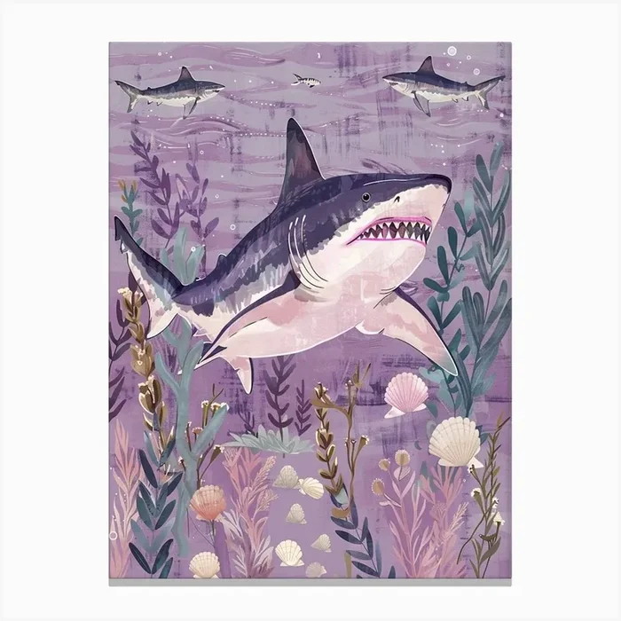 Purple Nurse Shark Illustration 2 Canvas Print by Energy of the Sea
