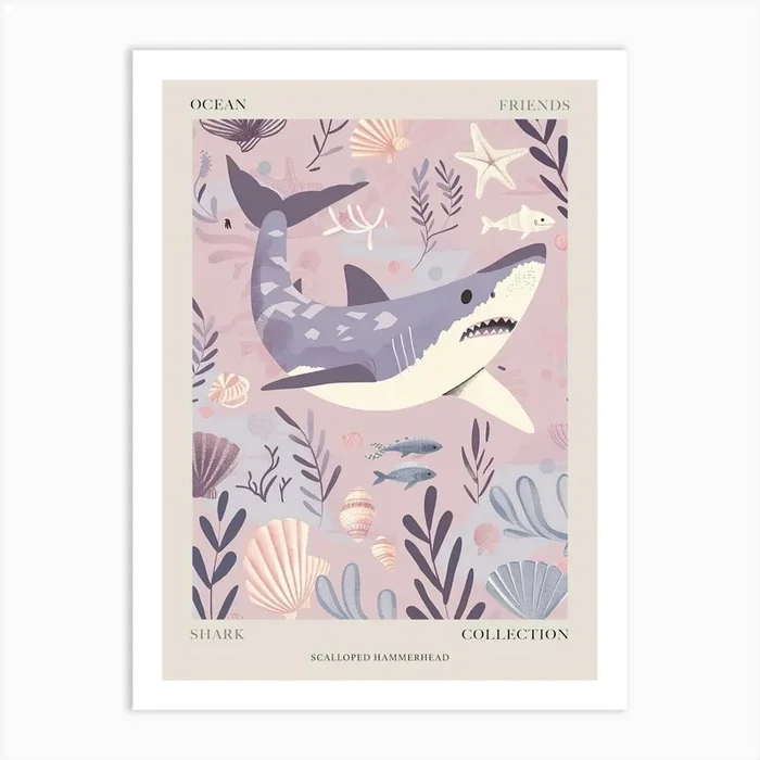 Purple Scalloped Hammerhead Shark 1 Poster Art Print by Energy of the Sea