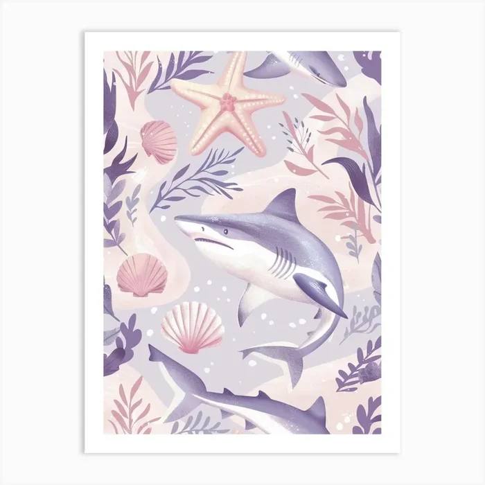 Purple Smooth Hammerhead Shark 3 Art Print by Energy of the Sea