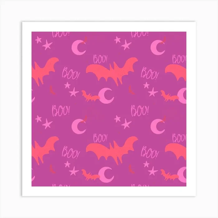 Purples And Pinks Batty Boo Art Print by MiniPopTart