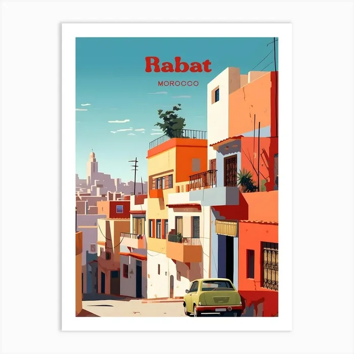 Rabat Morocco Streetview Travel Art Illustration Art Print by Wanderscape Travel Art
