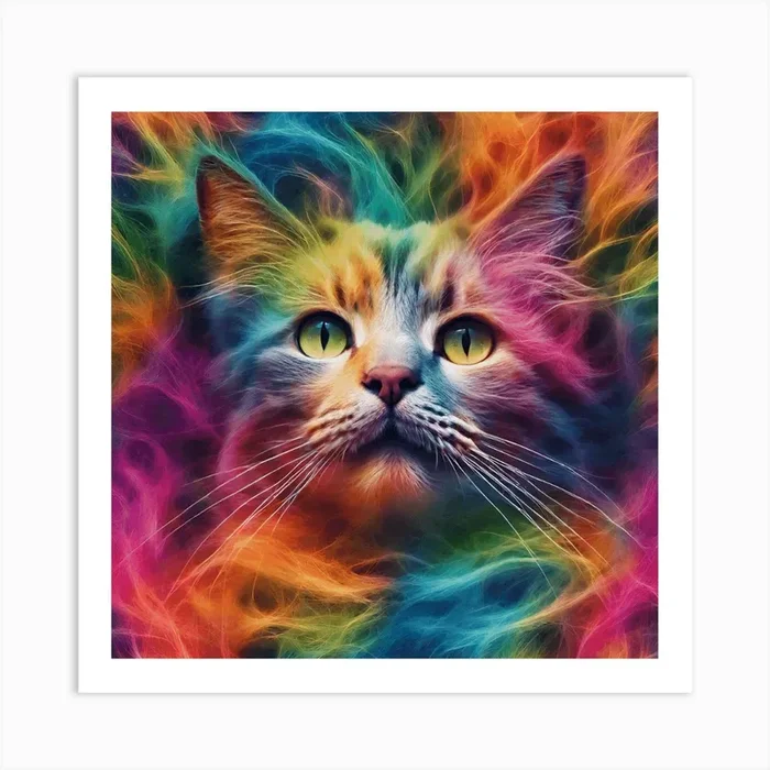 Rainbow Cat 1 Art PrintN by nawwwaz