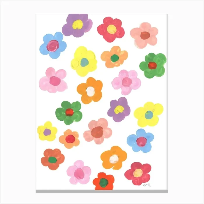 Rainbow Daisies Canvas Print by Ania Zwara