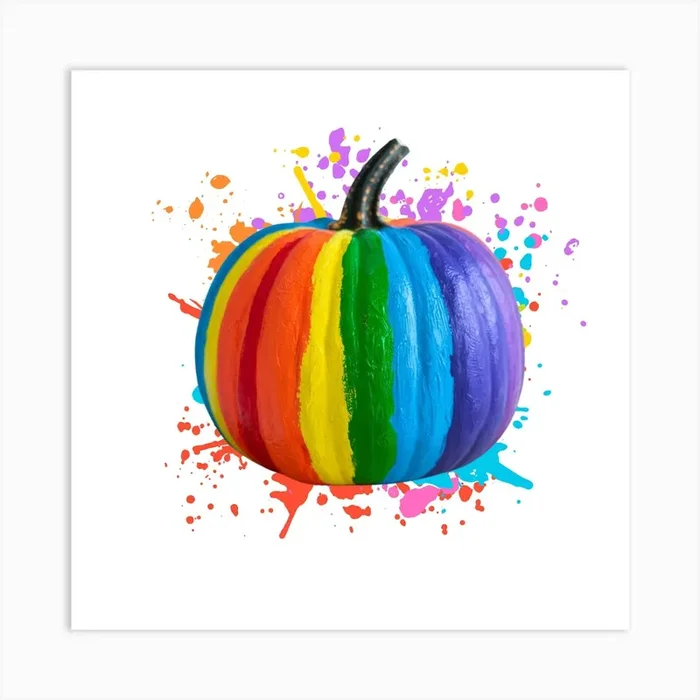 Rainbow Pumpkin Art Print by chimi17