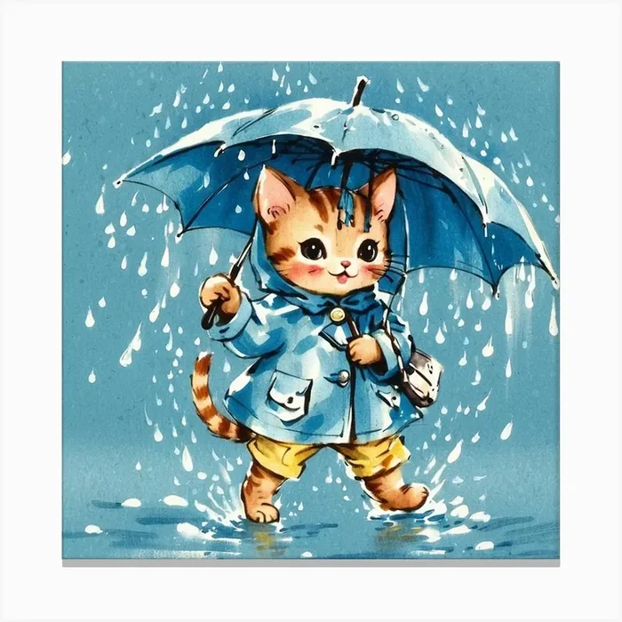 Rainy Day Cat Canvas PrintT by tahatiho55