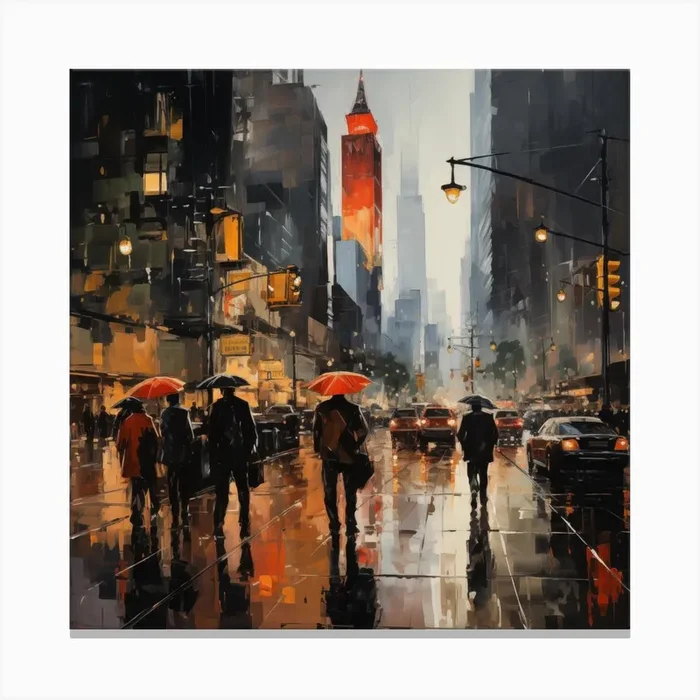 Rainy Day In New York City Canvas PrintTK by Tabish Khan
