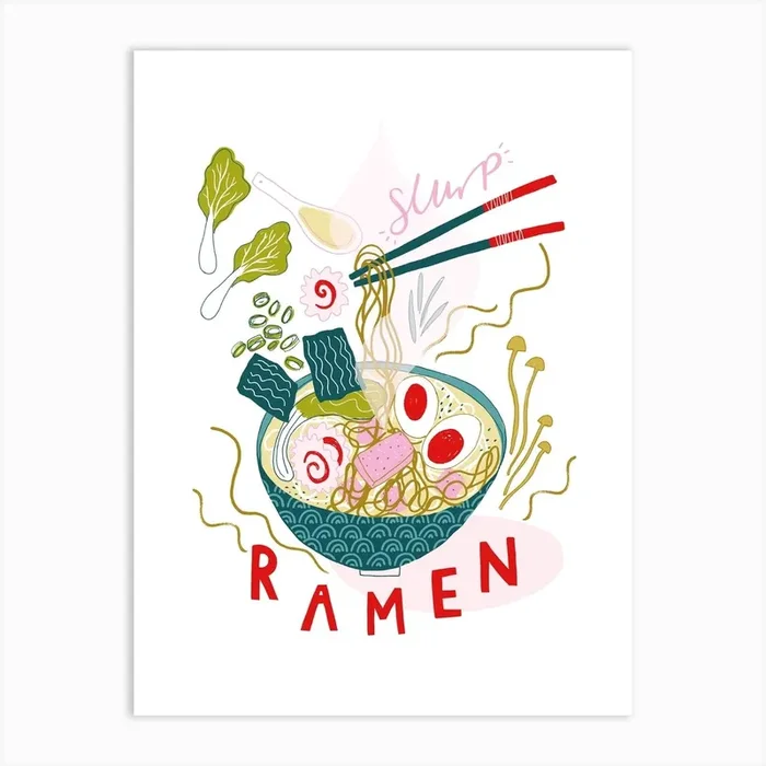 Ramen Art Print by Laura Barnes