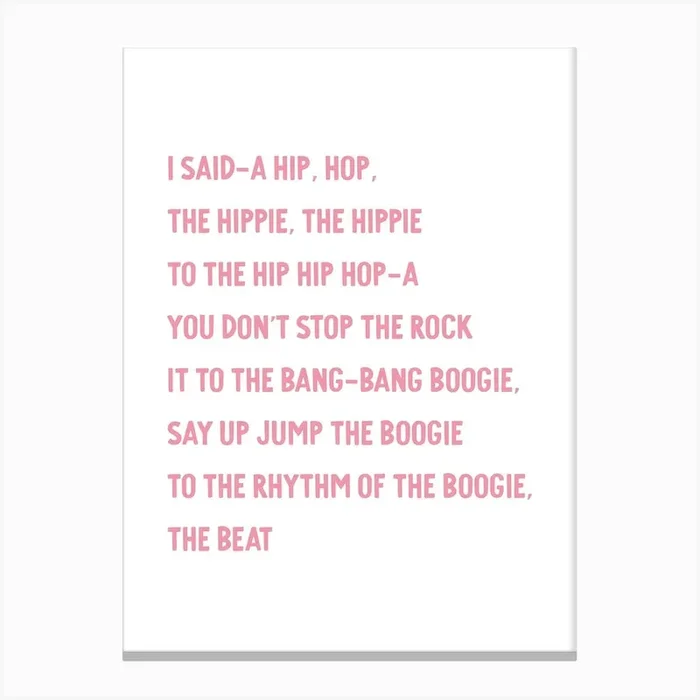 Rappers Delight Lyrics Pink White Canvas Print by Mambo