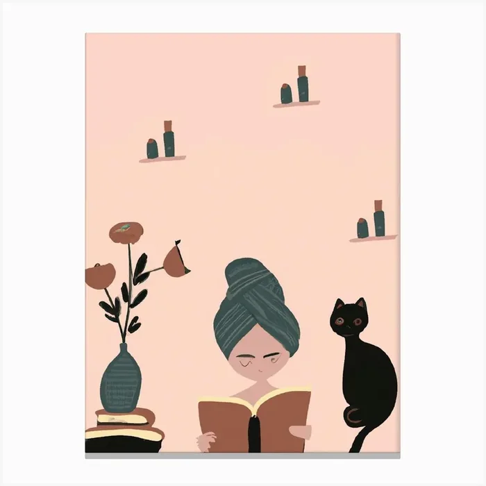Reading Book Autum Fall Spa Day At Home Canvas Print by Mambo