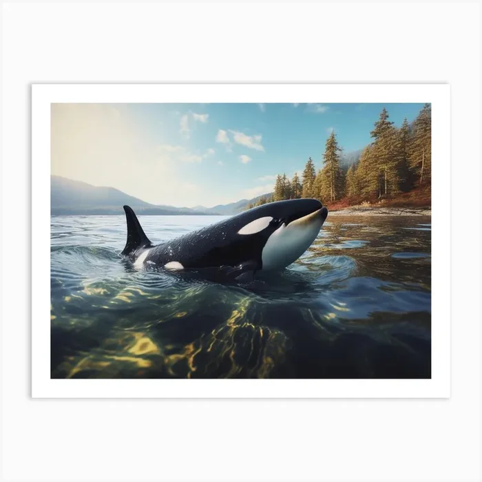 Realistic Orca Whale Photography Style In Water 1 Art Print by Energy of the Sea