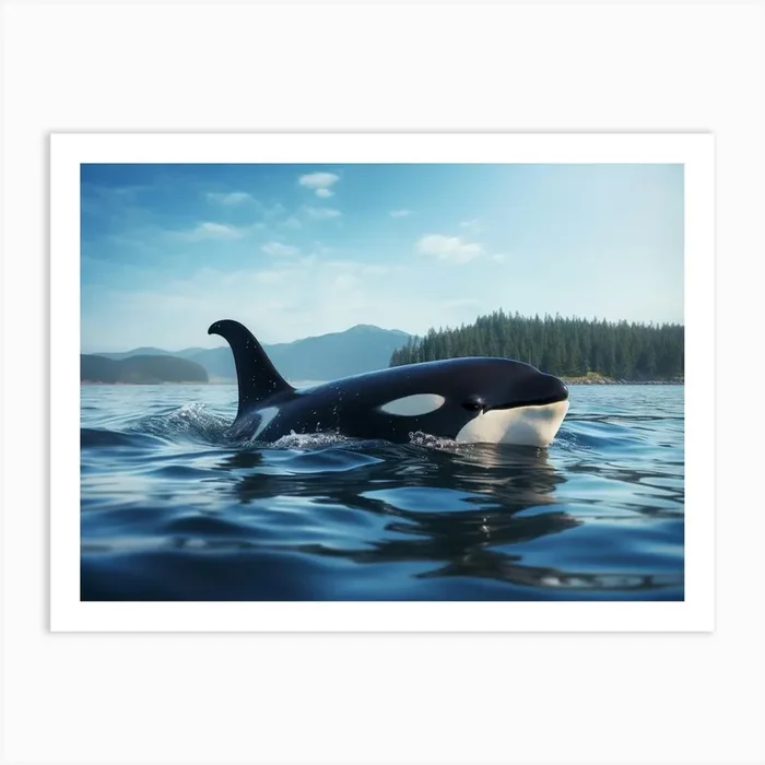 Realistic Photography Of Orca Whale Coming Out Of Ocean 1 Art Print by Energy of the Sea