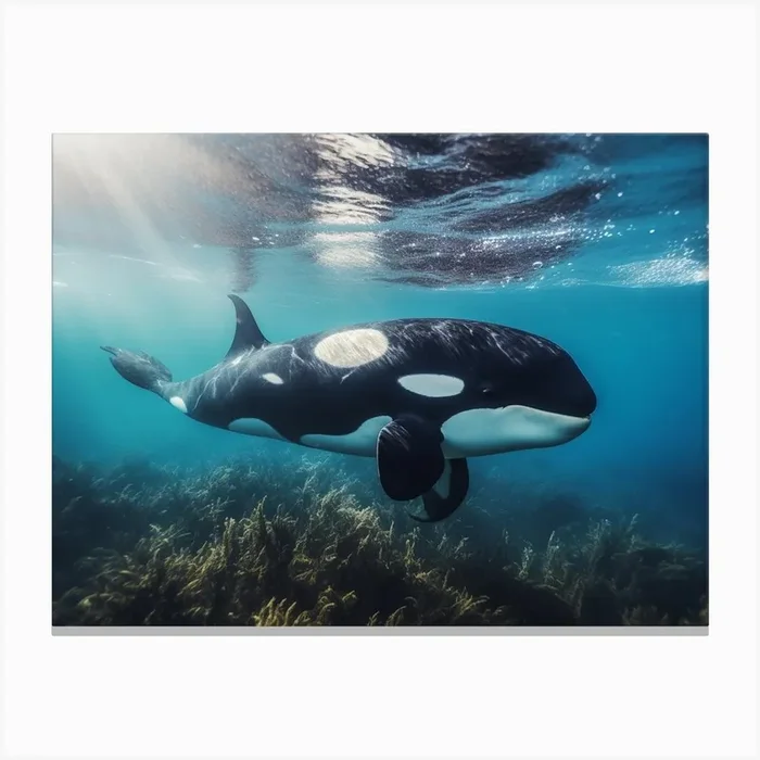Realistic Photograpjy Of Underwater Orca Whale Canvas Print by Energy of the Sea