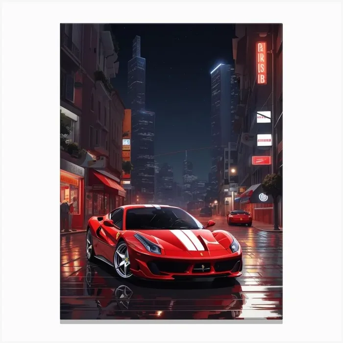 Red Car Portrait 1 Canvas Print by Vicky Hanggara