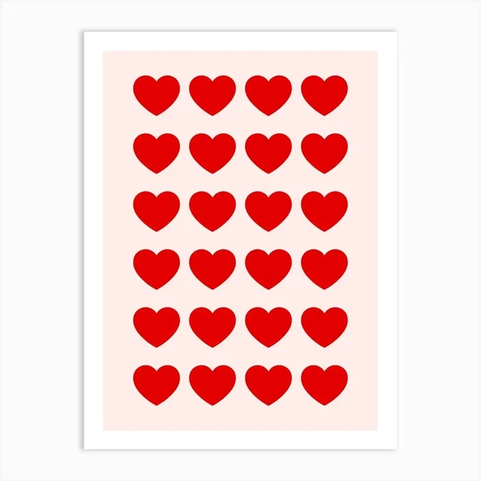 Red Hearts Pattern Art Print by HeloLopes