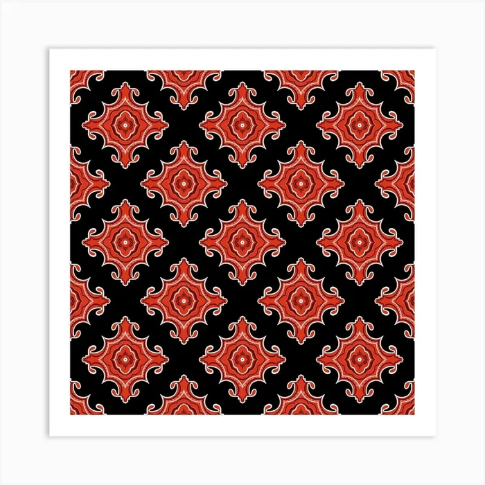 Red Waves Art PrintMA by Miho art studio