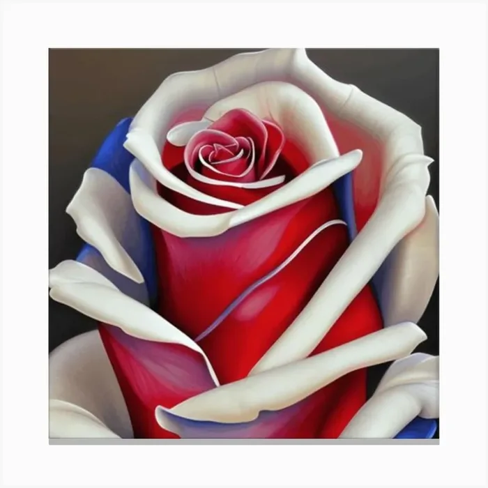 Red White And Blue Rose 1 Canvas Print by ArtFutur