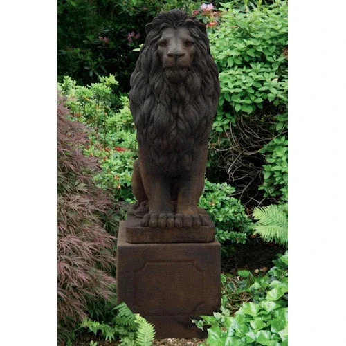 Regal Lion Garden Statue & Plinth 83.25 ” High