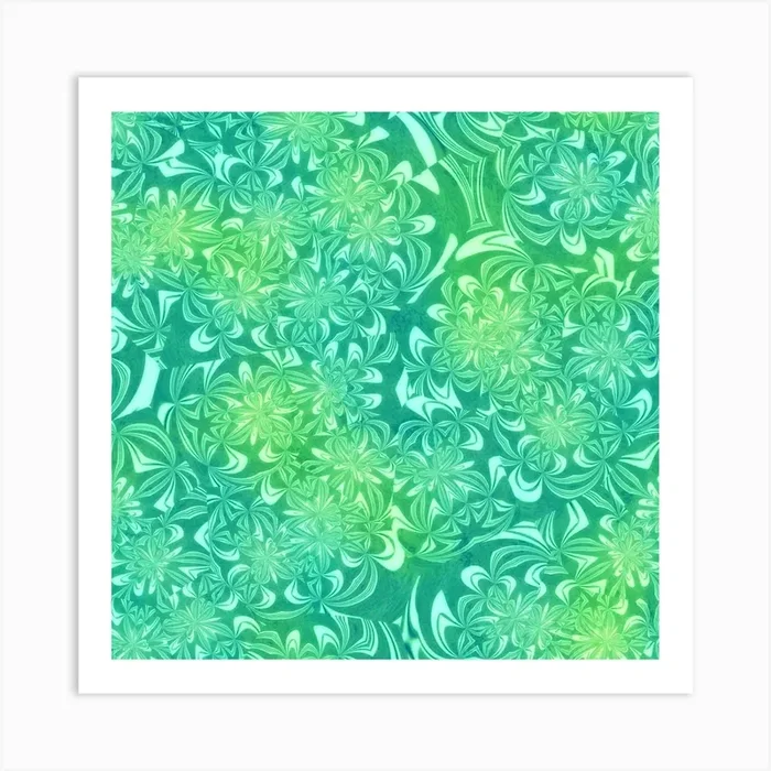 Retro Flower Pattern Design Batik Art Print by Etnousta