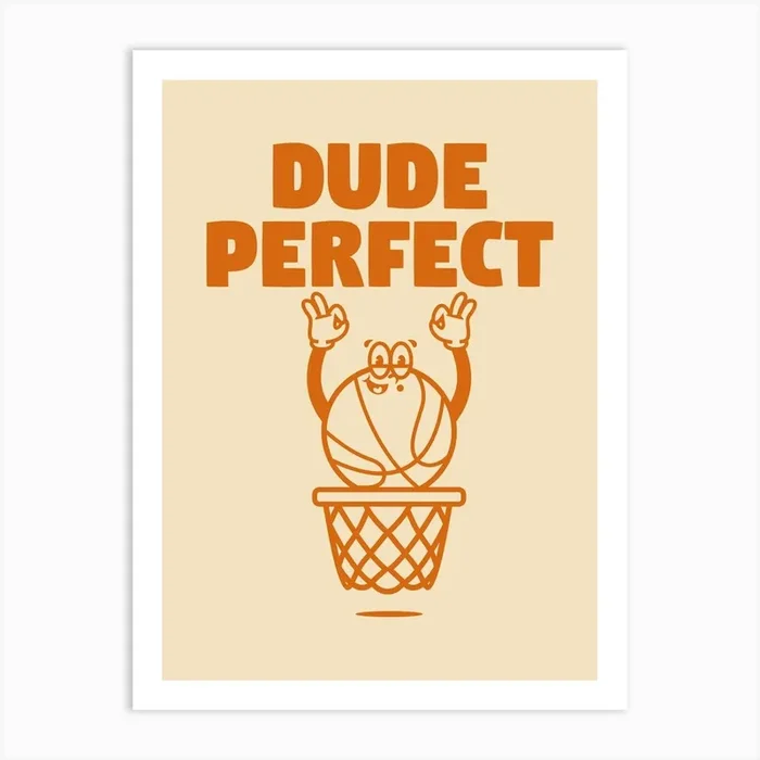 Retro Wall Art Retro Prints Home Decor Retro Print Illustration Dude Perfect Basketball Art Print Retro Home Decor Art Print by SplishSplashLab