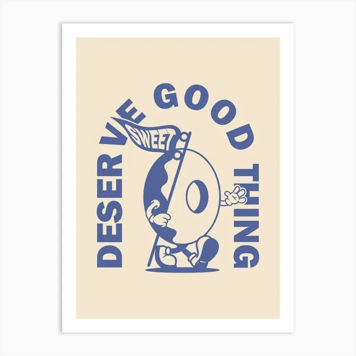 Retro Wall Art Vintage Decor Retro Cartoon Printable Art Retro Vintage Wall Art Deserve Good Thing Trendy Retro Art Print by SplishSplashLab