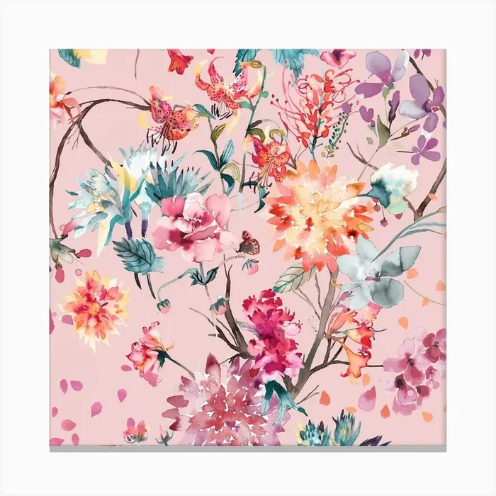 Rococo Bouquet Mauve Square Canvas Print by Ninola Design