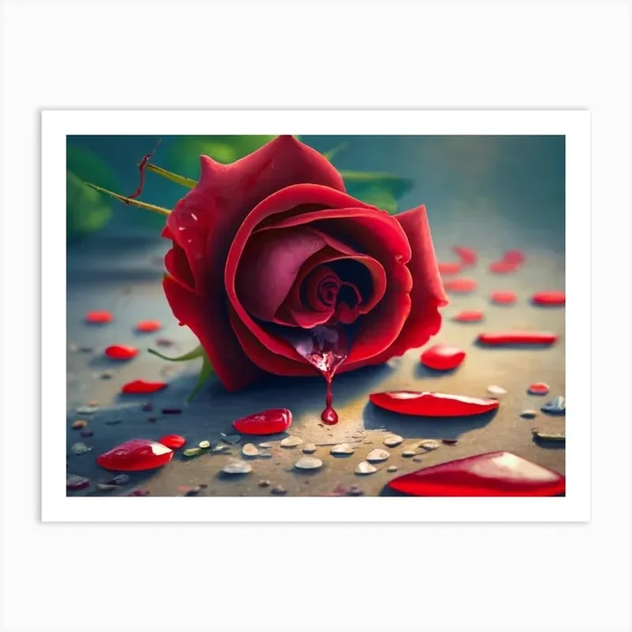 Rose Blood Red Art PrintL by LuciaGeorge