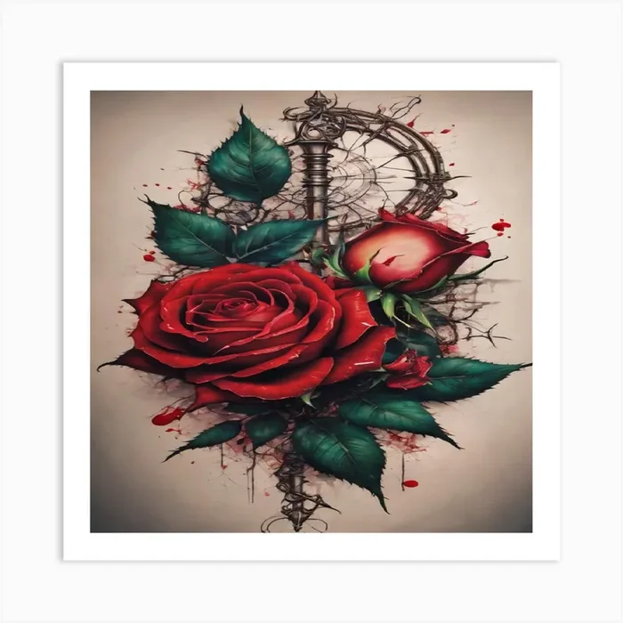 Rose Tattoo Designs Art Print by ArtisticQuotesOfLife