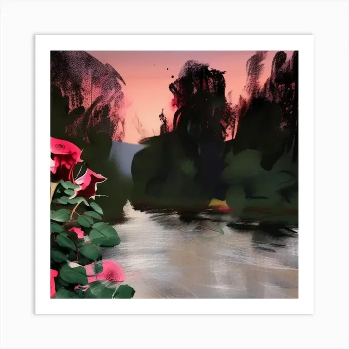 Roses By The River Art Print by Jack art