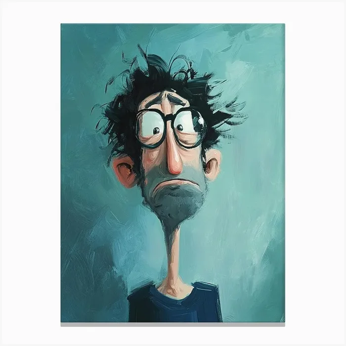 Sad Man With Glasses Canvas Print by Silent Canvas