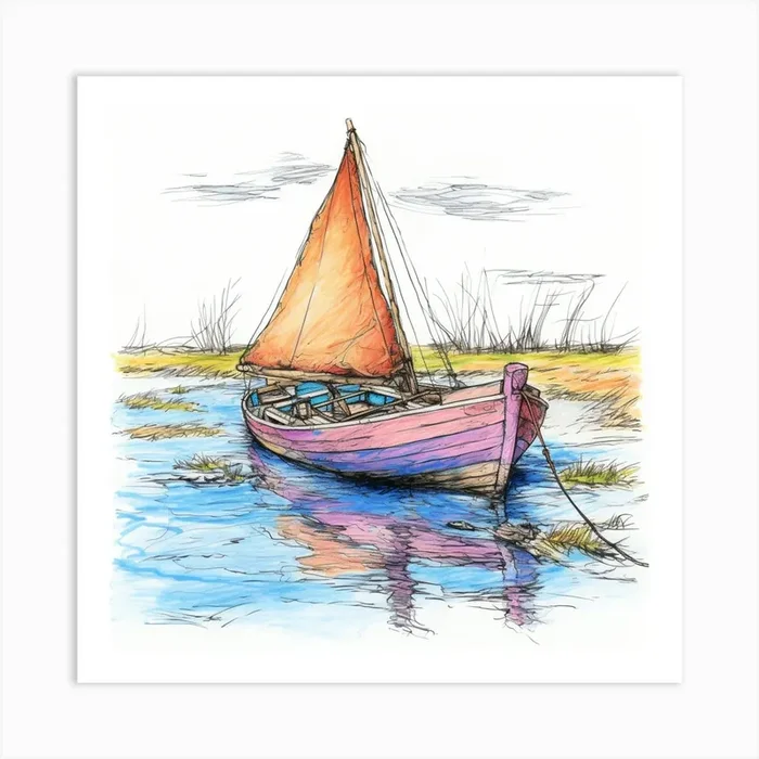 Sailboat On The Water Art Print by DigitalDoodle