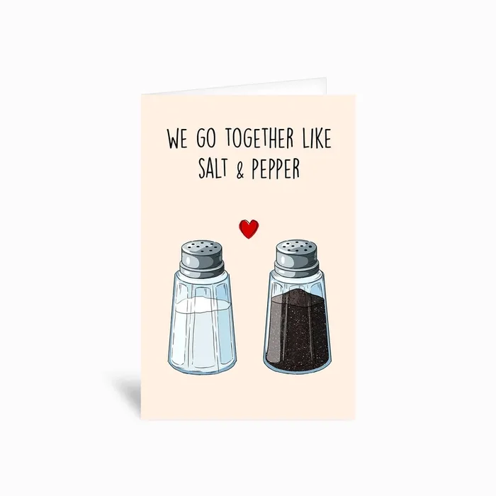Salt And Pepper Greetings Card by Poppy and Mabel